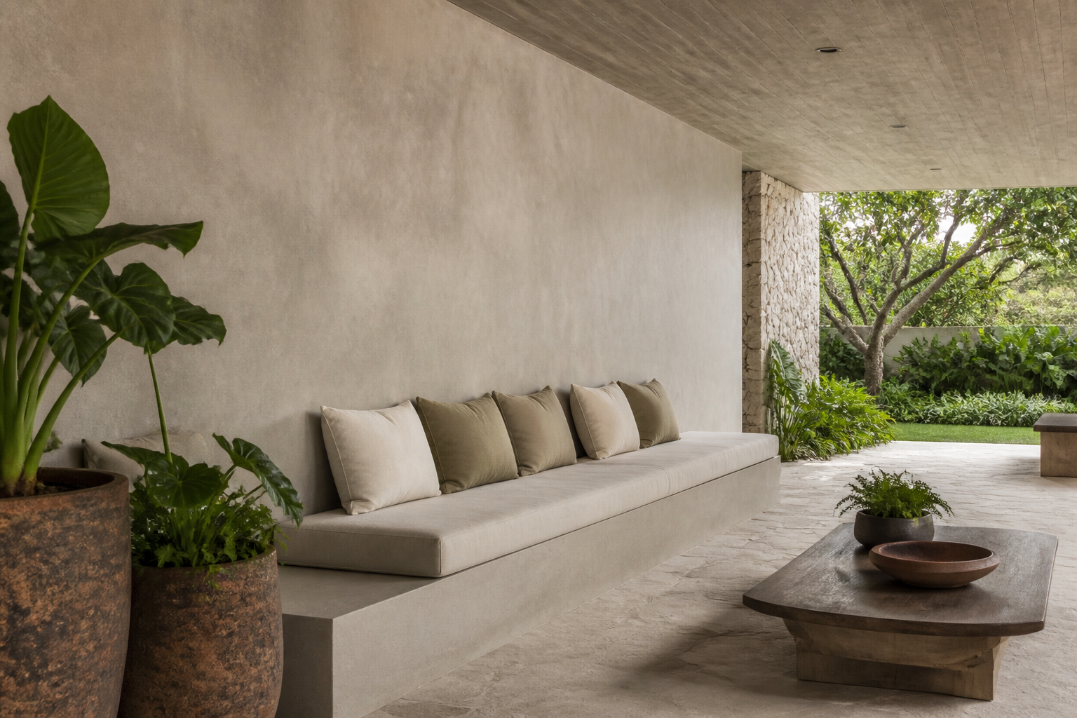 Terraço residencial com parede Lamatto